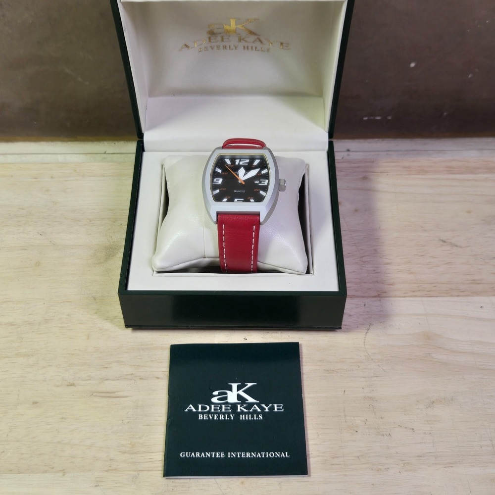 Adee Kaye Beverly Hills Mens Watch leather band new in box new battery